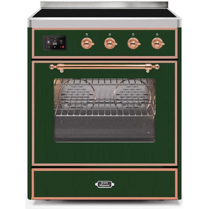 ILVE - Majestic II Series - 30 Inch Electric Freestanding Single Oven Range (UMI30NE3) - Emerald Green with Copper Trim