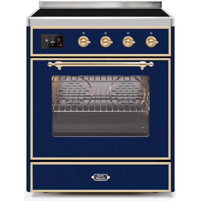 ILVE - Majestic II Series - 30 Inch Electric Freestanding Single Oven Range (UMI30NE3) - Midnight Blue with Brass Trim