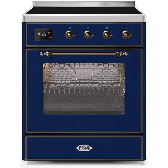 ILVE - Majestic II Series - 30 Inch Electric Freestanding Single Oven Range (UMI30NE3) - Midnight Blue with Bronze Trim