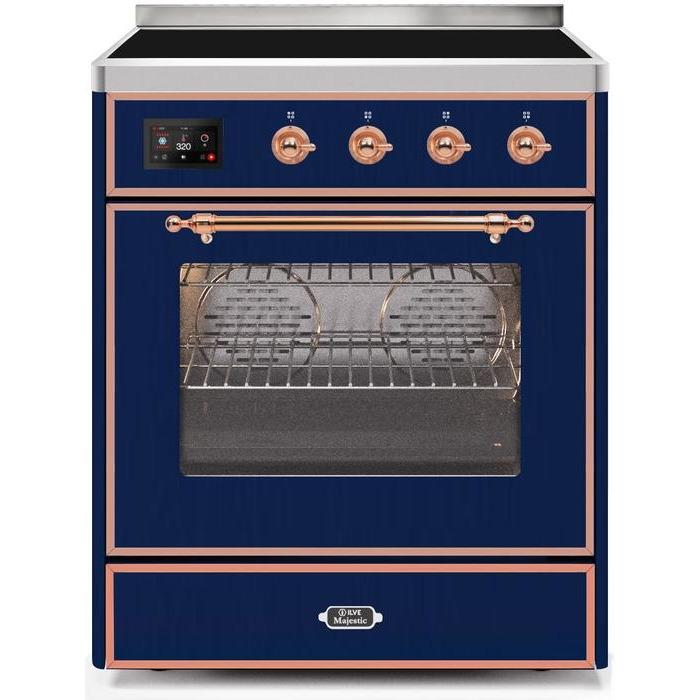 ILVE - Majestic II Series - 30 Inch Electric Freestanding Single Oven Range (UMI30NE3) - Midnight Blue with Copper Trim