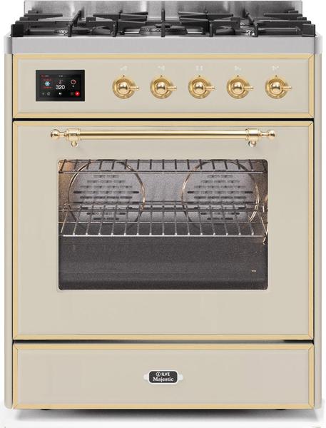 ILVE 30" Majestic II Series Gas Burner and Electric Oven Range with 5 Sealed Burners (UM30DNE3) - Antique White
