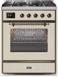 ILVE 30" Majestic II Series Gas Burner and Electric Oven Range with 5 Sealed Burners (UM30DNE3) - Antique White