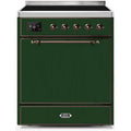 ILVE - Majestic II Series - 30 Inch Electric Freestanding Range (UMI30QNE3) - Emerald Green with Bronze Trim