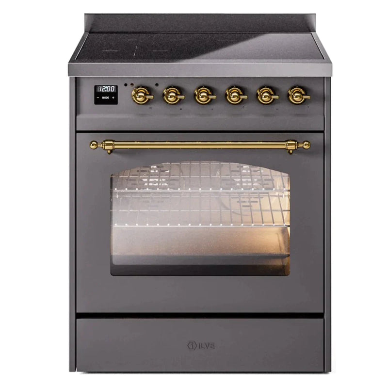 ILVE 30" Nostalgie II Series Freestanding Electric Double Oven Range with 5 Elements, Triple Glass Cool Door, Convection Oven, TFT Oven Control Display and Child Lock