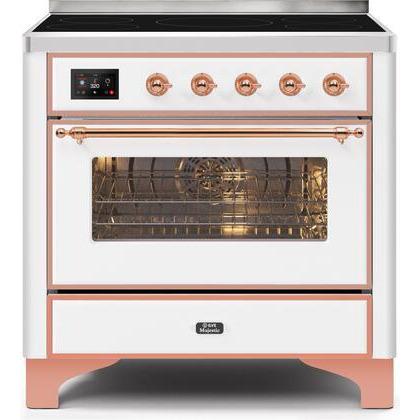 ILVE 36" Majestic II Series Electric Induction and Electric Oven Range with 5 Elements (UMI09NS3) - White with Copper Trim