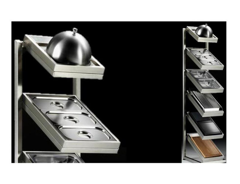 ILVE - Accessory Pack and Display Stand with Bain-Marie, Steam Cooker, Steak Pans, Chopping Board, BBQ Grill, and Griddle Dome