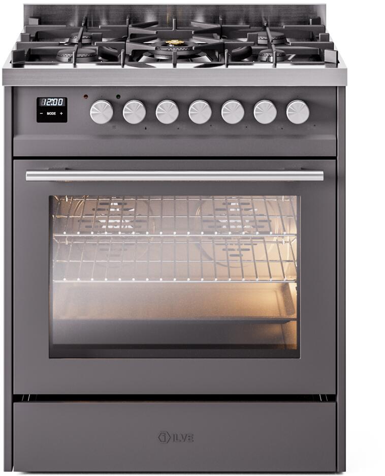ILVE Professional Plus II 30-Inch Freestanding Dual Fuel Range with 5 Sealed Burner - UP30WMP
