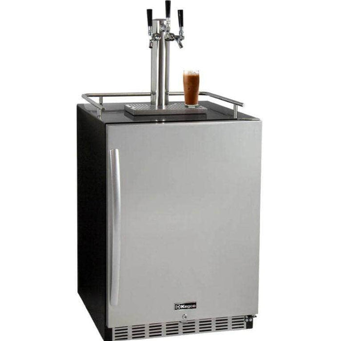 Kegco 24" Wide Cold Brew Coffee Triple Tap Stainless Steel Commercial Built-In Right Hinge Kegerator (ICHK38BSU-3)