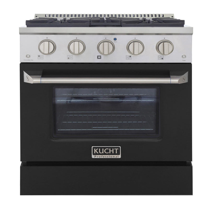 Kucht 30-Inch 4.2 Cu. Ft. Gas Range - Sealed Burners and Convection Oven in Black (KNG301-K)