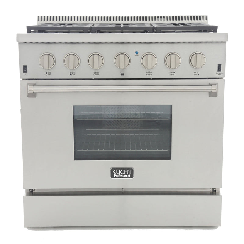 Kucht 36-Inch 5.2 Cu. Ft. Gas Range - Sealed Burners and Convection Oven - Stainless Steel with Colored Options (KRG3618U)
