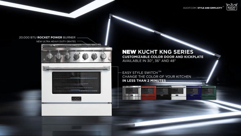 Kucht 36-Inch 5.2 Cu. Ft. Range - Sealed Burners and Convection Oven in White (KNG361-W)