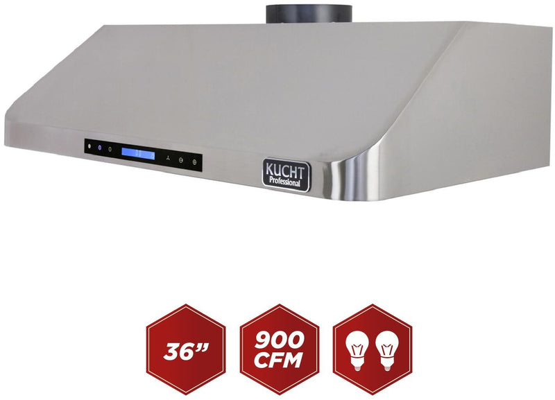 Kucht 36-Inch Under Cabinet Range Hood 900CFM in Stainless Steel with Digital Display (KRH361A)