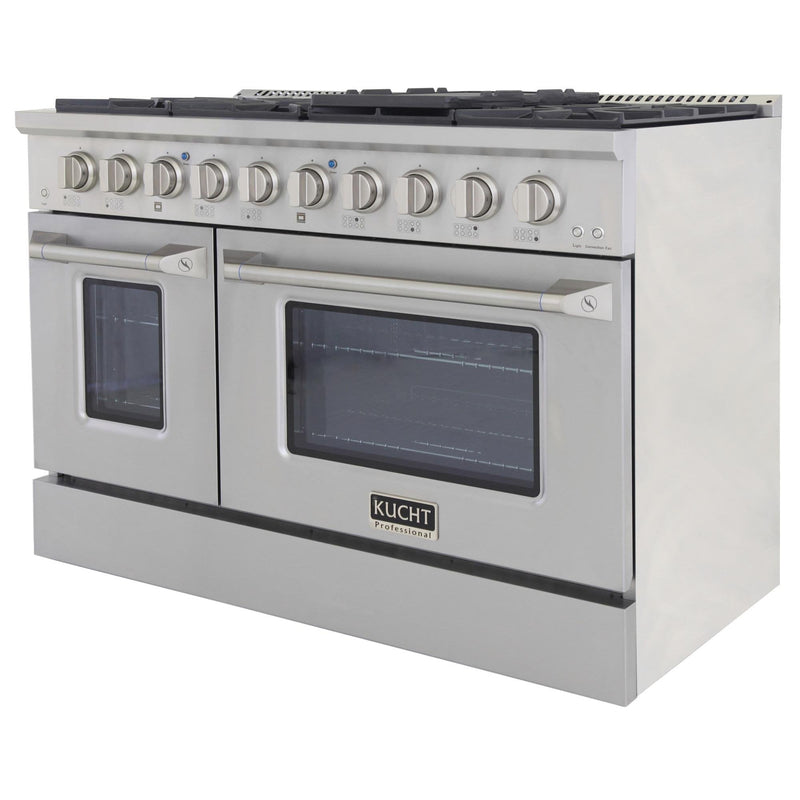 Kucht 48-Inch 6.7 Cu. Ft. Gas Range with Grill/Griddle and Two Ovens in Stainless Steel (KNG481-S)