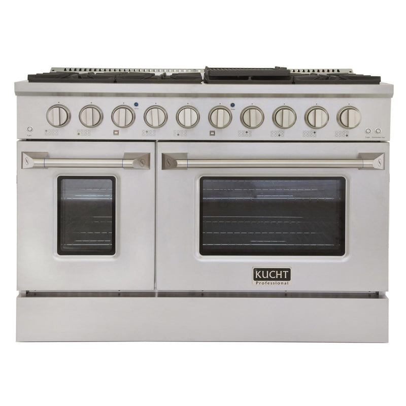 Kucht 48-Inch 6.7 Cu. Ft. Gas Range with Grill/Griddle and Two Ovens in Stainless Steel (KNG481-S)