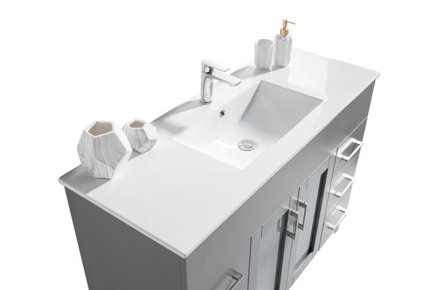 Laviva Nova 48" Grey Bathroom Vanity with White Ceramic Basin Countertop 31321529-48G-CB