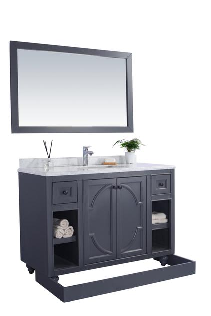 Laviva Odyssey 48" Maple Grey Bathroom Vanity with Matte Black VIVA Stone Solid Surface Countertop 313613-48G-MB