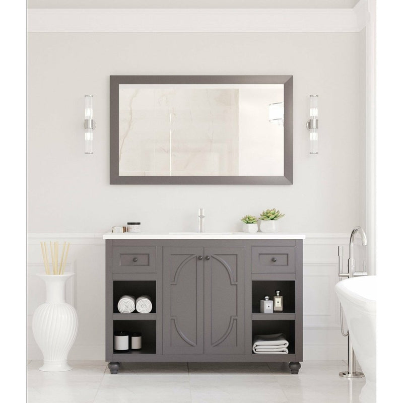 Laviva Odyssey 48" Maple Grey Bathroom Vanity with Matte White VIVA Stone Solid Surface Countertop 313613-48G-MW