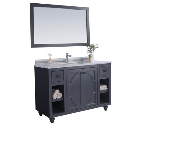 Laviva Odyssey 48" Maple Grey Bathroom Vanity with White Stripes Marble Countertop 313613-48G-WS