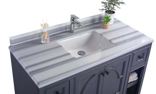 Laviva Odyssey 48" Maple Grey Bathroom Vanity with White Stripes Marble Countertop 313613-48G-WS