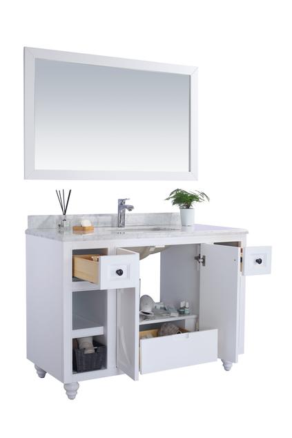 Laviva Odyssey 48" White Bathroom Vanity with Matte White VIVA Stone Solid Surface Countertop 313613-48W-MW