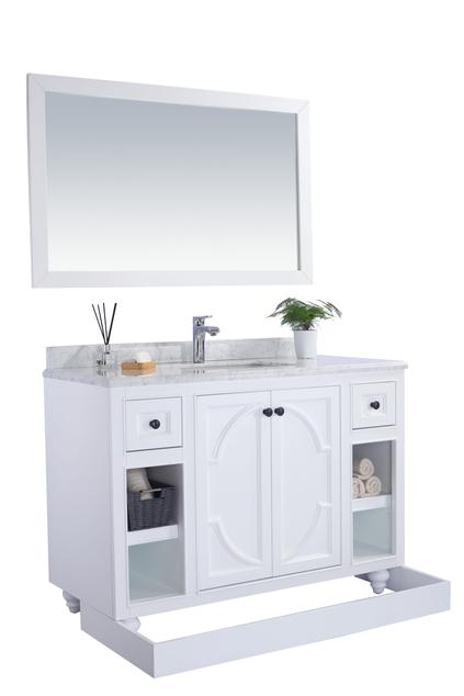 Laviva Odyssey 48" White Bathroom Vanity with White Carrara Marble Countertop 313613-48W-WC