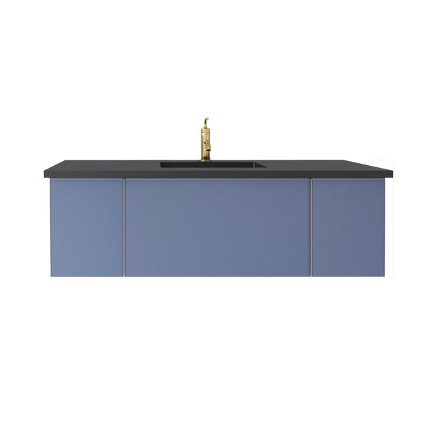 Laviva Vitri 54" Nautical Blue Bathroom Vanity with VIVA Stone Matte Black Solid Surface Countertop 313VTR-54NB-MB