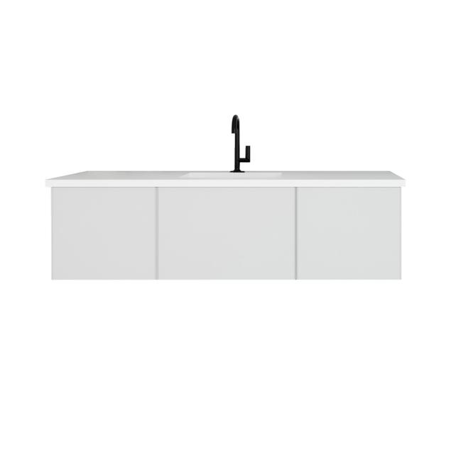 Laviva Vitri 60" Cloud White Single Sink Bathroom Vanity with VIVA Stone Matte White Solid Surface Countertop 313VTR-60CCW-MW