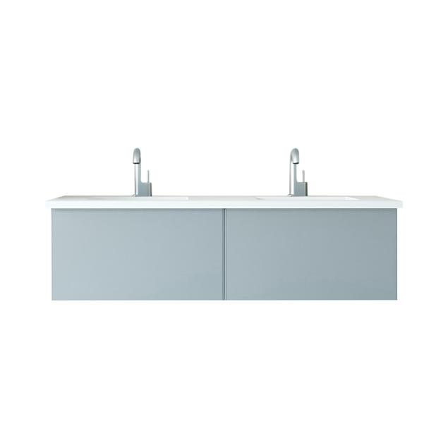Laviva Vitri 60" Fossil Grey Double Sink Bathroom Vanity with VIVA Stone Matte White Solid Surface Countertop 313VTR-60DFG-MW
