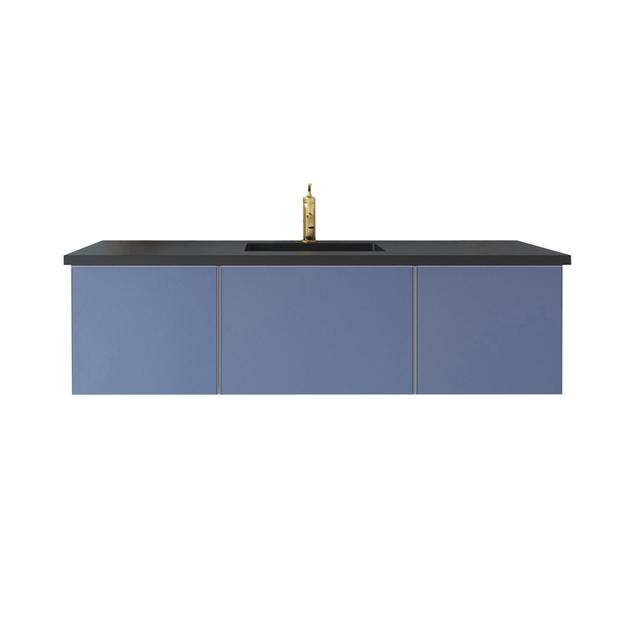 Laviva Vitri 60" Nautical Blue Single Sink Bathroom Vanity with VIVA Stone Matte Black Solid Surface Countertop 313VTR-60CNB-MB