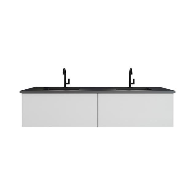 Laviva Vitri 72" Cloud White Double Sink Bathroom Vanity with VIVA Stone Matte Black Solid Surface Countertop 313VTR-72DCW-MB