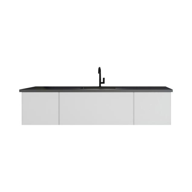 Laviva Vitri 72" Cloud White Single Sink Bathroom Vanity with VIVA Stone Matte Black Solid Surface Countertop 313VTR-72CCW-MB