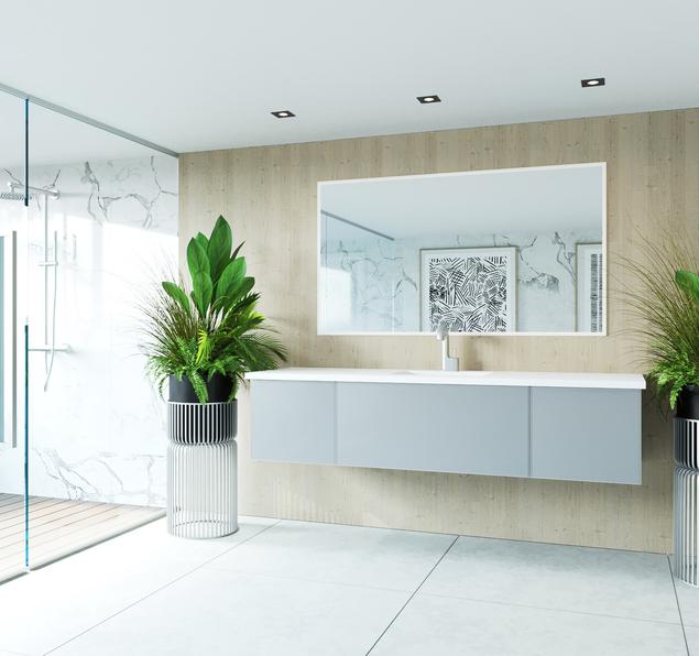 Laviva Vitri 72" Fossil Grey Single Sink Bathroom Vanity with VIVA Stone Matte White Solid Surface Countertop 313VTR-72CFG-MW