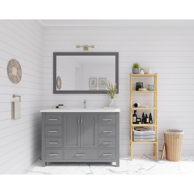 Laviva Wilson 48" Grey Bathroom Vanity with Matte White VIVA Stone Solid Surface Countertop 313ANG-48G-MW