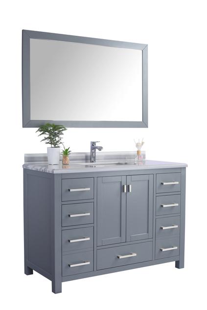 Laviva Wilson 48" Grey Bathroom Vanity with White Stripes Marble Countertop 313ANG-48G-WS