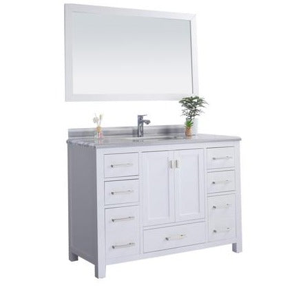 Laviva Wilson 48" White Bathroom Vanity with White Stripes Marble Countertop 313ANG-48W-WS