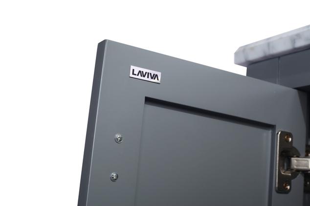 Laviva Wilson 60" Grey Double Sink Bathroom Vanity with Matte Black VIVA Stone Solid Surface Countertop 313ANG-60G-MB
