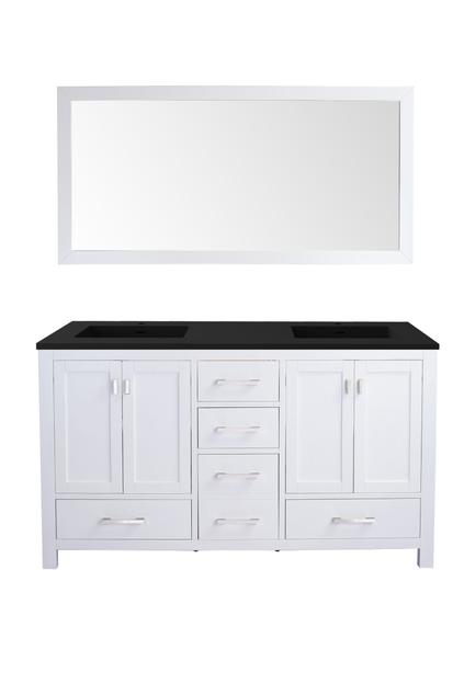 Laviva Wilson 60" White Double Sink Bathroom Vanity with Matte Black VIVA Stone Solid Surface Countertop 313ANG-60W-MB