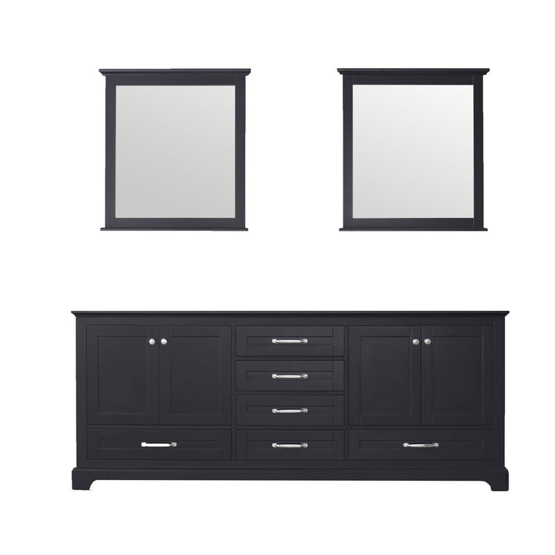 Lexora Dukes 80" Espresso Double Vanity, no Top and 30" Mirrors LD342280DG00M30