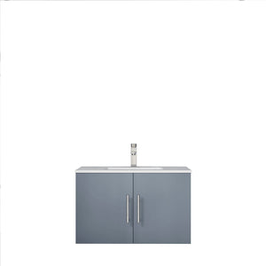 Lexora Geneva 30" Dark Grey Single Vanity, White Carrara Marble Top, White Square Sink and no Mirror LG192230DBDS000