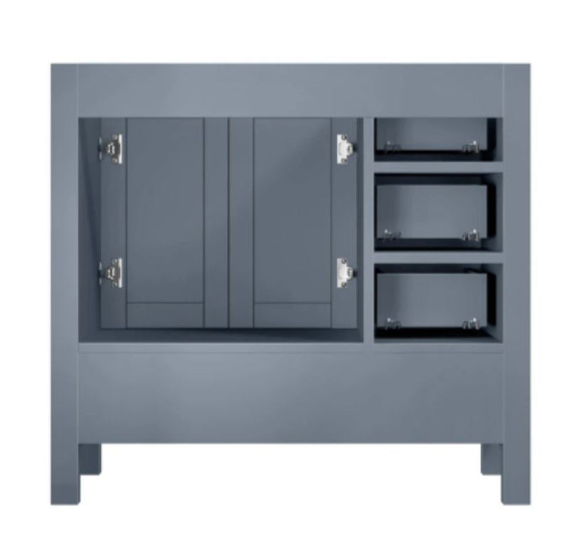 Lexora Jacques 36" Dark Grey Vanity Cabinet Only - Right Version LJ342236SB00000-R