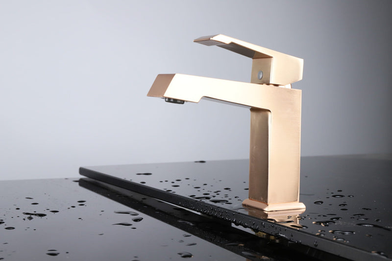 Lexora Labaro Brass Single Hole Bathroom Faucet - Rose Gold LFS3011RG