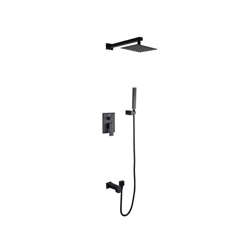 Lexora Monte Celo Set, 8" Square Rain Shower and Handheld, Matte Black LSS10011MB