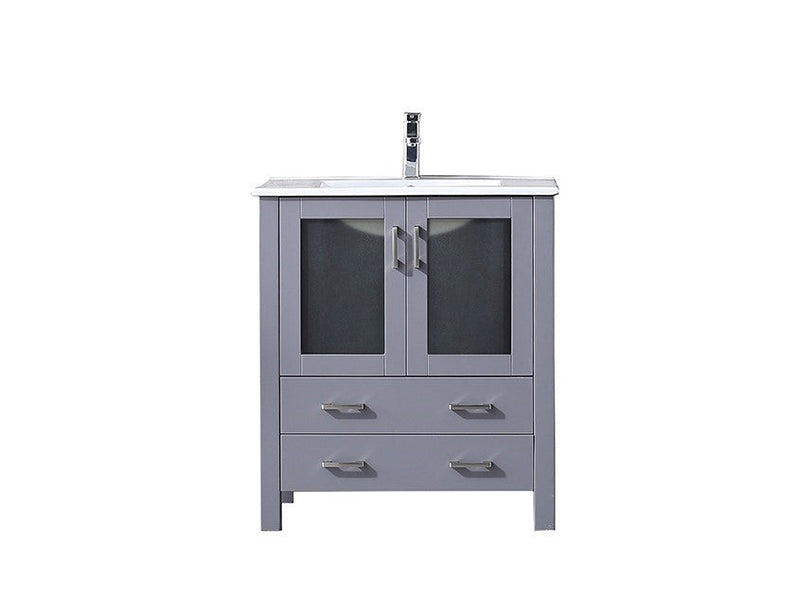 Lexora Volez 30" Dark Grey Single Vanity, Integrated Top, White Integrated Square Sink and no Mirror LV341830SBES000