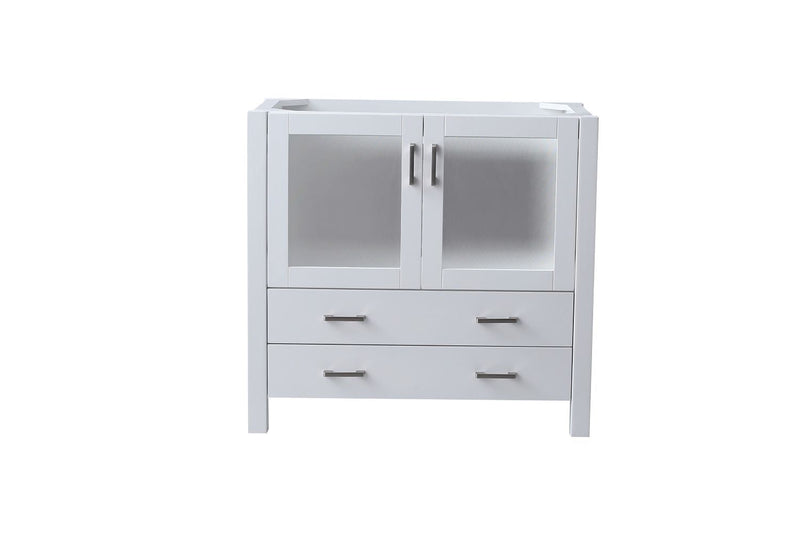 Lexora Volez 36" White Single Vanity, Integrated Top, White Integrated Square Sink and no Mirror LV341836SAES000