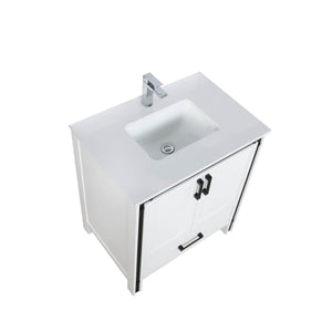 Lexora Ziva 30" White Single Vanity, Cultured Marble Top, White Square Sink and no Mirror LZV352230SAJS000