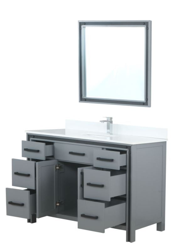 Lexora Ziva 48" Dark Grey Single Vanity, Cultured Marble Top, White Square Sink and 34" Mirror LZV352248SBJSM34