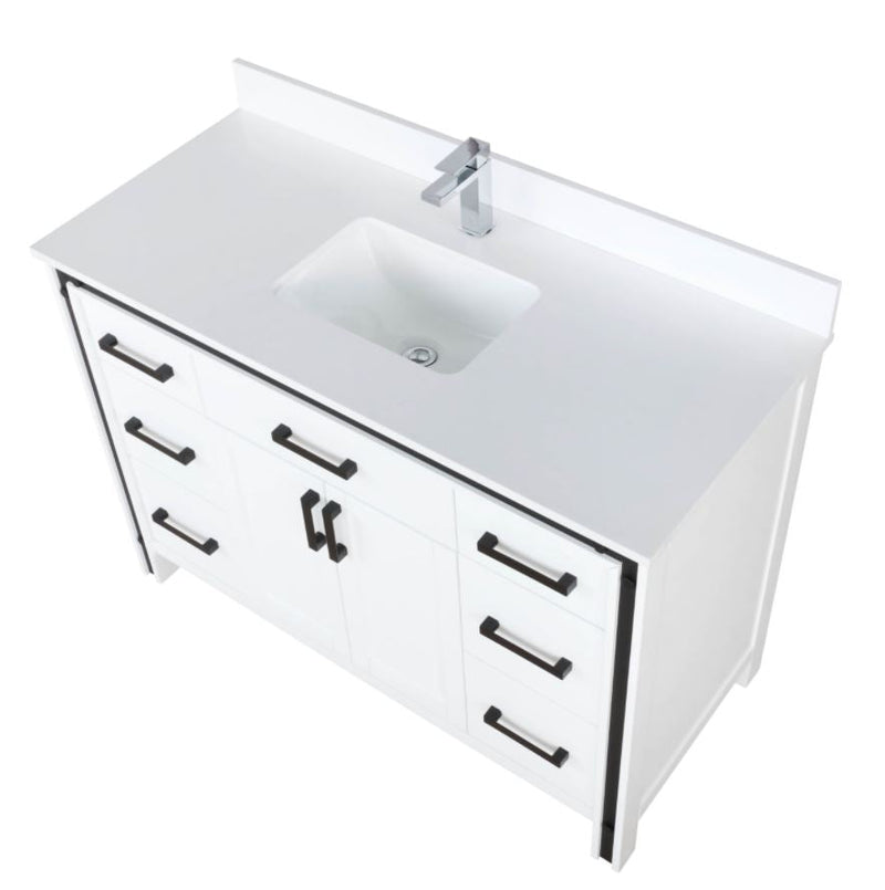 Lexora Ziva 48" White Single Vanity, Cultured Marble Top, White Square Sink and no Mirror LZV352248SAJS000