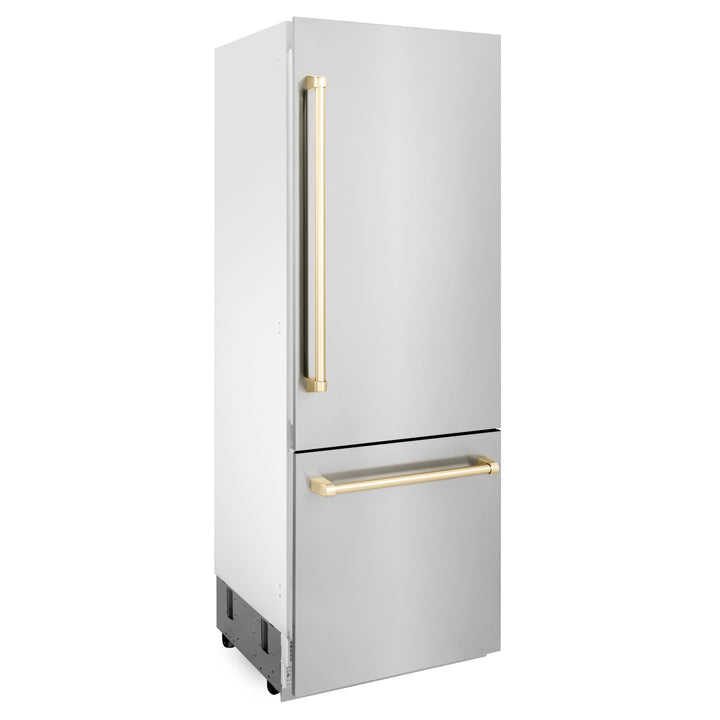 ZLINE 30" Autograph Edition 16.1 cu. ft. Built-in 2-Door Bottom Freezer Refrigerator with Internal Water and Ice Dispenser in Stainless Steel (RBIVZ-304-30)
