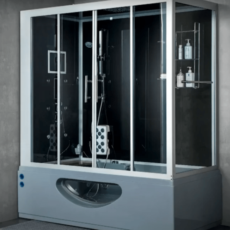 Maya Bath Catania Platinum Grey 2-Person Freestanding Steam Shower 303 - PrimeFair