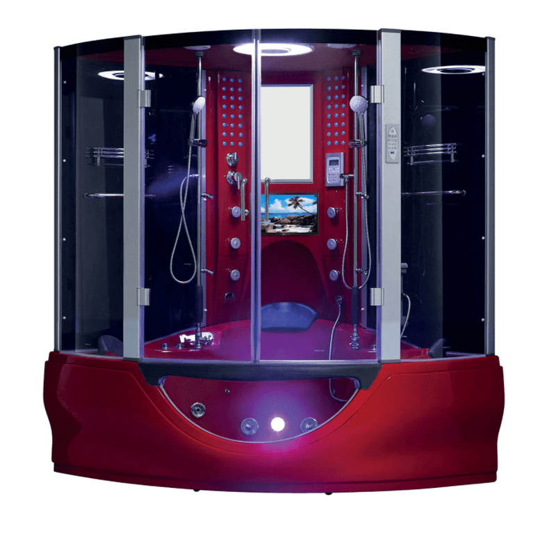 Maya Bath The Superior Platinum Red 2-Person Freestanding Steam Shower 104 - PrimeFair